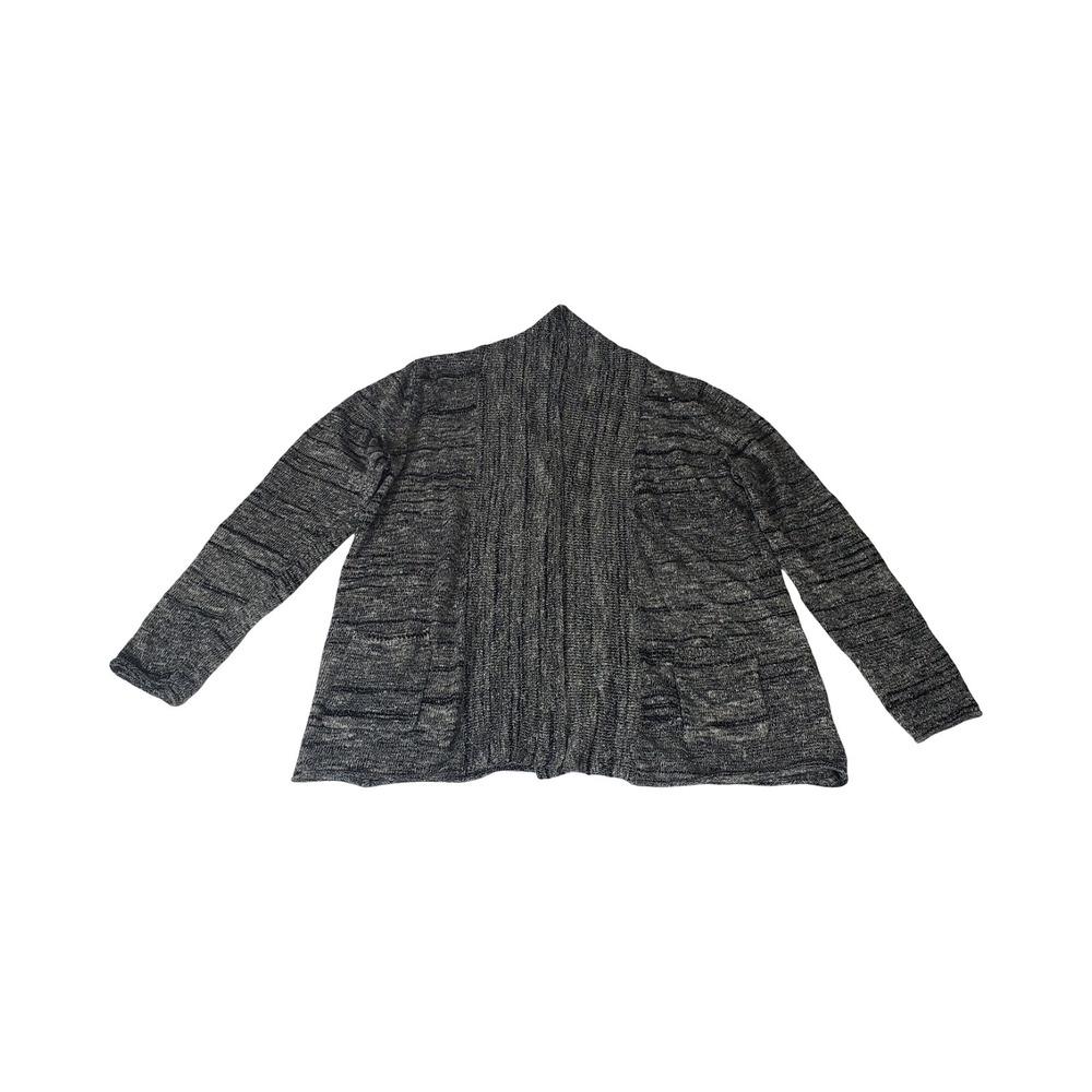 White Stag Women XL Black Combo Space Dye Open Front Cardigan Pockets WL32344